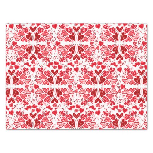 Red Pink and White Hearts Valentine  Tissue Paper