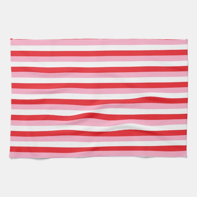 Red, Pink and White Stripes Towel (Horizontal)