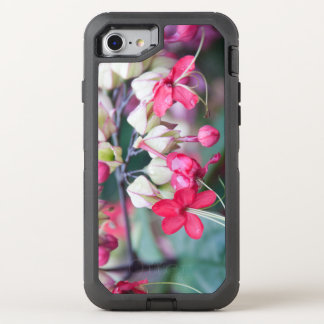 Red Pink and White Tropical Flowers OtterBox Defender iPhone SE/8/7 Case