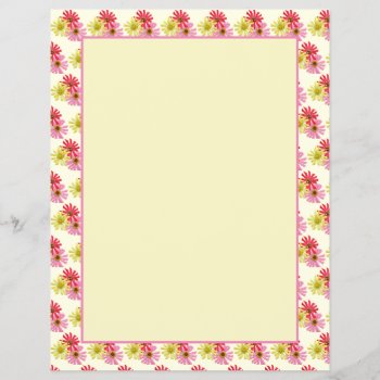 Red  Pink And Yellow Cactus Zinnia Stationary by CatsEyeViewGifts at Zazzle