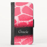 Red pink animal print named girls flap case<br><div class="desc">Bright animal patterned flap case in black and red pink hues. Personalize this item with your first name. This example currently reads: Gracie. This original pattern by Sarah Trett,  is based on the patterning found on a giraffe with a halftone moiré dot gain pattern overlay.</div>