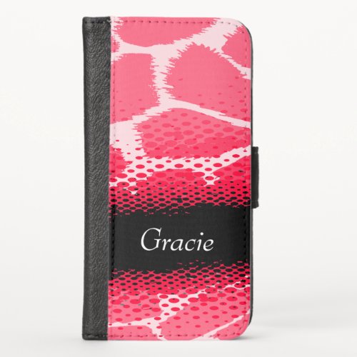 Red pink animal print named girls flap case