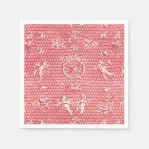 Red Pink Antique Cupid Angels and Hearts Napkins