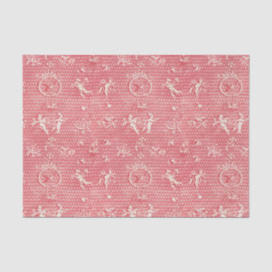 Red Pink Antique Cupid Angels and Hearts Tissue Paper