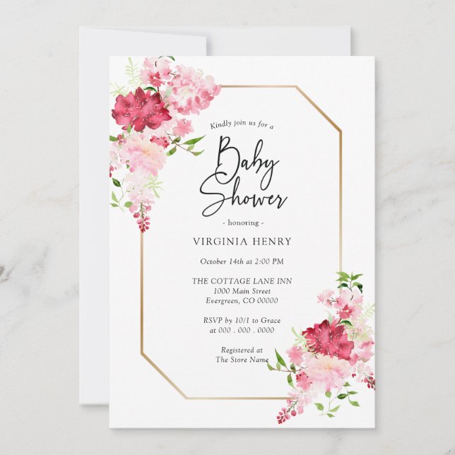 Red Pink Baby Shower Invitation (Front)