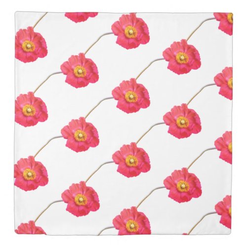 Red pink beautiful poppy flower duvet cover