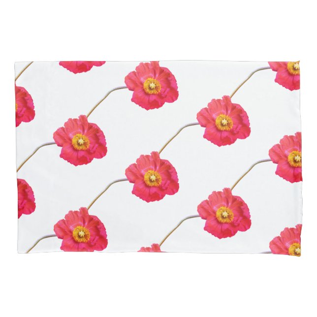 Red pink beautiful poppy flower  pillow case (Front)