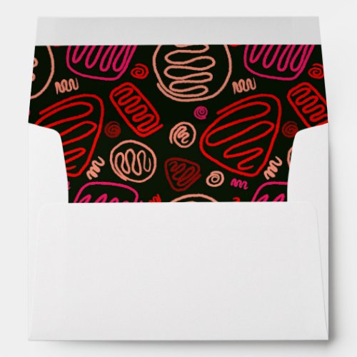 Red Pink Beige Black One Line Artistic Pattern Envelope