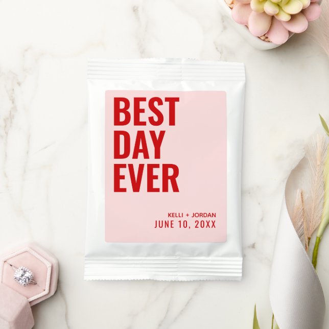 Red & Pink Best Day Ever Wedding Favor Drink Mix (Wedding)