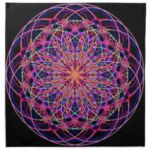 Red Pink Black Kaleidoscope Mandala Art Cloth Napkin