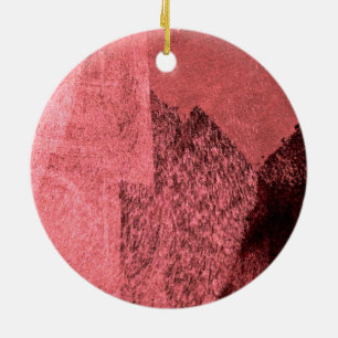 Red pink black love inspired abstract painting art ceramic ornament