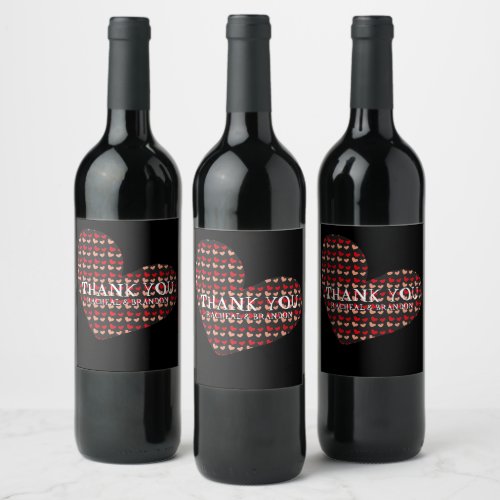 red pink black mini heart WINE Sparkling Wine labe Wine Label