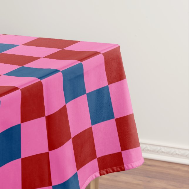 Red Pink Blue Checkered Pattern Design  Tablecloth (In Situ)