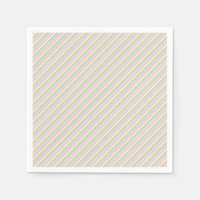 Red Pink Blue Green Purple White Stripes Blank Napkins (Front)