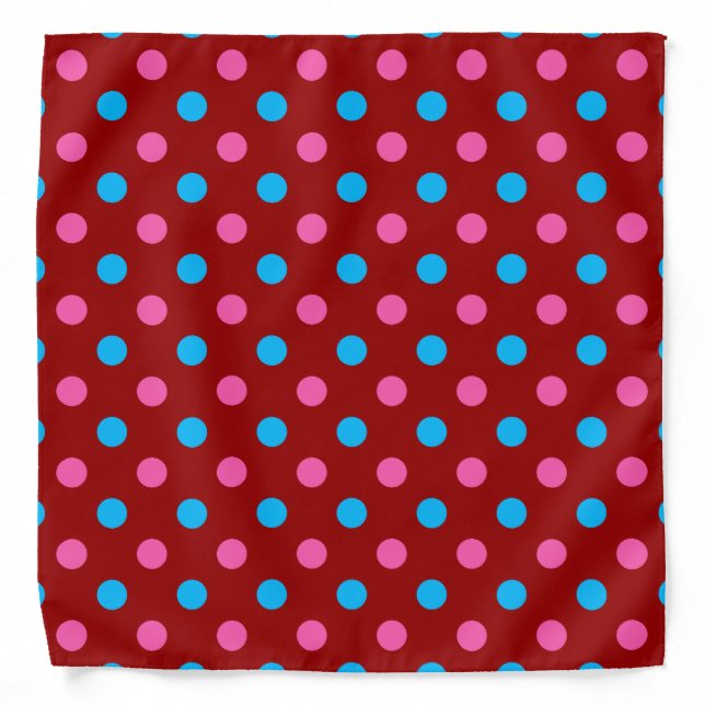 Red Pink Blue Polka Dot Pattern Bandana (Front)
