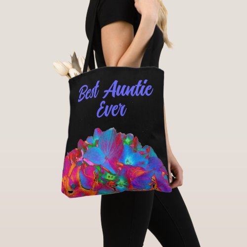 Red pink blue purple floral color best Auntie ever Tote Bag