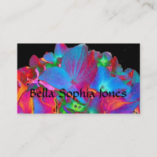 Red pink blue purple floral colorful floral business card