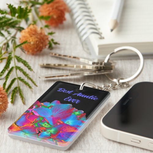 Red pink blue purple floral colorful floral keychain