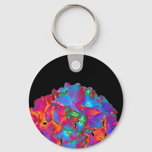 Red pink blue purple floral colorful floral keychain