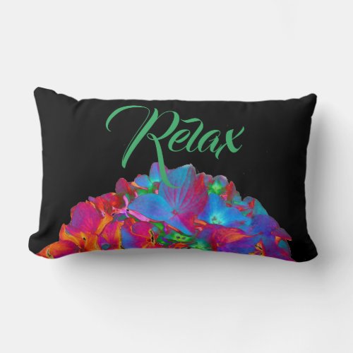 Red pink blue purple floral colorful floral lumbar pillow