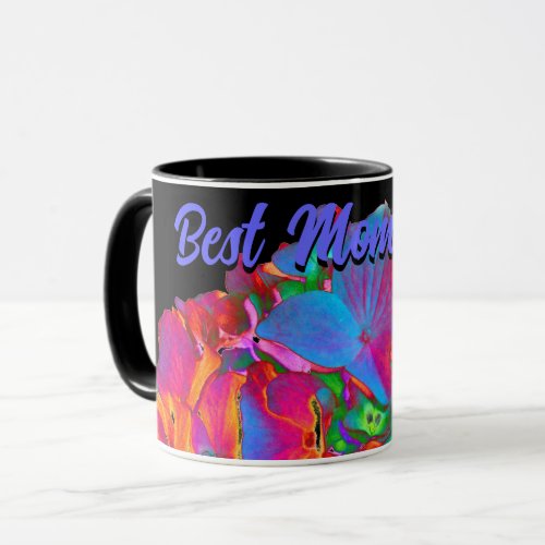 Red pink blue purple floral colorful floral mug