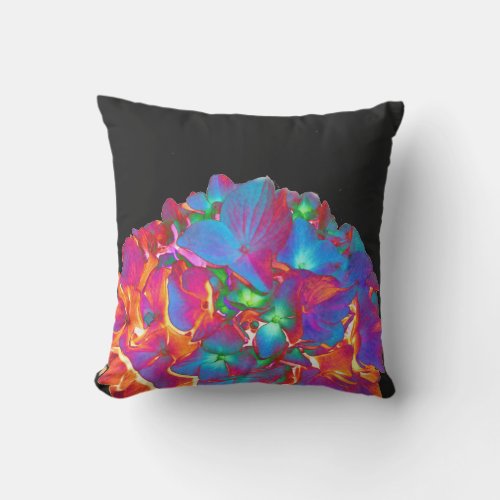 Red pink blue purple floral colorful floral outdoor pillow