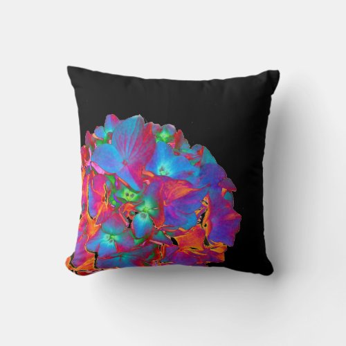 Red pink blue purple floral colorful floral throw pillow