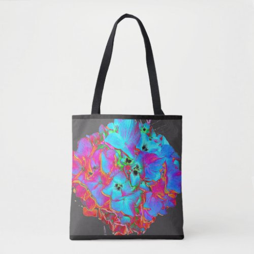 Red pink blue purple floral colorful floral tote bag