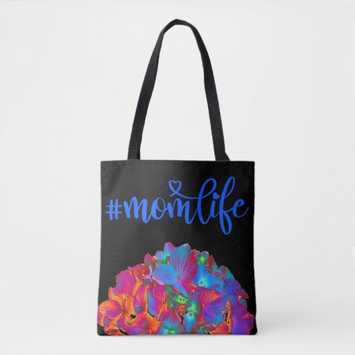 Red pink blue purple floral colorful floral tote bag