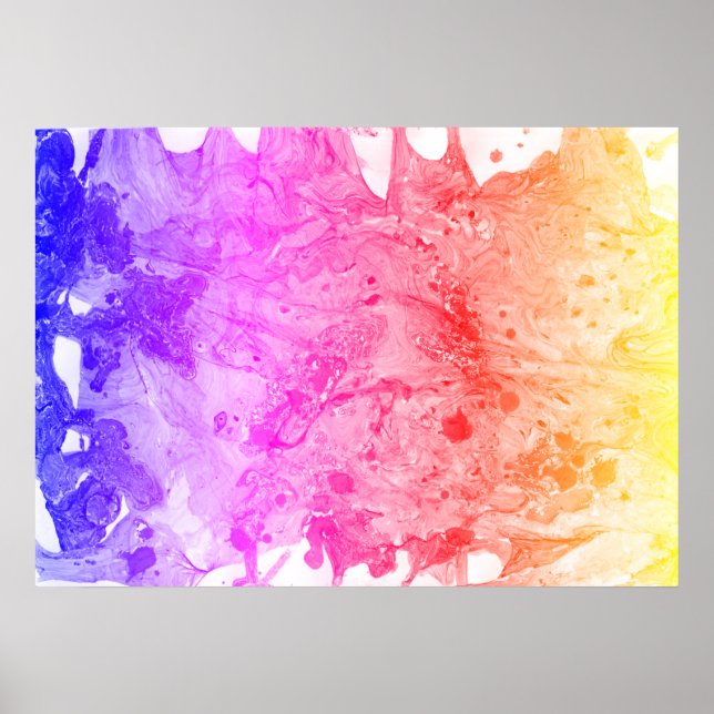 Red Pink Blue Purple Yellow Modern Abstract Art Poster (Front)