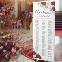 Red & Pink Boho Roses Alphabetical Seating Chart