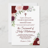 Red & Pink Boho Roses Modern Catholic Wedding Invitation (Front)