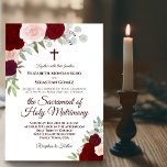 Red & Pink Boho Roses Modern Catholic Wedding Invitation<br><div class="desc">This beautiful wedding invitation is perfect for a modern Catholic ceremony. It features a rustic boho chic design with elegant script lettering and hand painted watercolor roses in shades of blush pink, deep red and burgundy. Includes a cross or crucifix, and wording inviting your guests to attend a nuptial mass...</div>