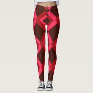 Red, pink, bold, lively, cool, trendy geometric leggings