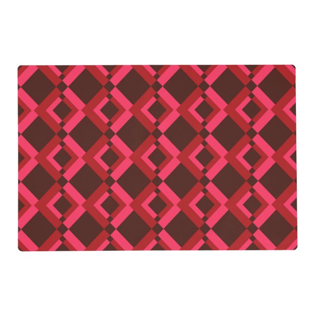 Red, pink, bold, lively, cool, trendy geometric placemat (Back)