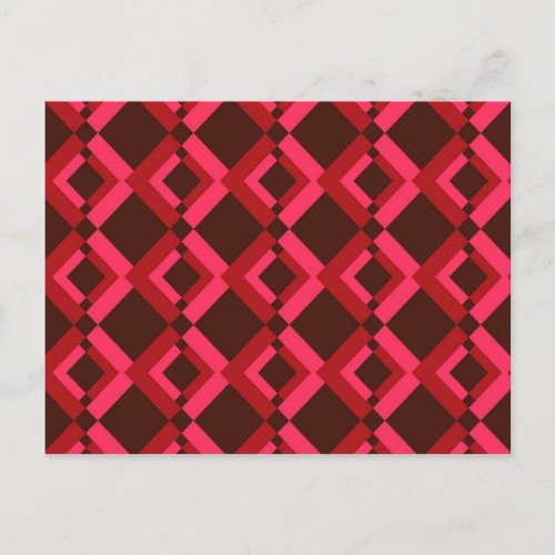 Red pink bold lively cool trendy geometric postcard