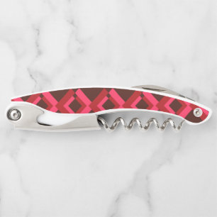 Red, pink, bold, lively, cool, trendy geometric waiter's corkscrew