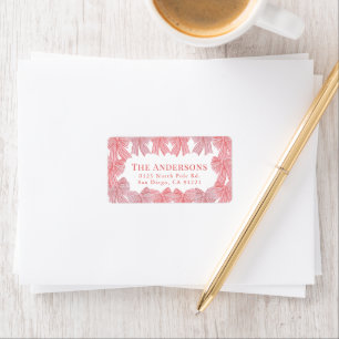 Red & Pink Bow Frame Holiday Return Address Label