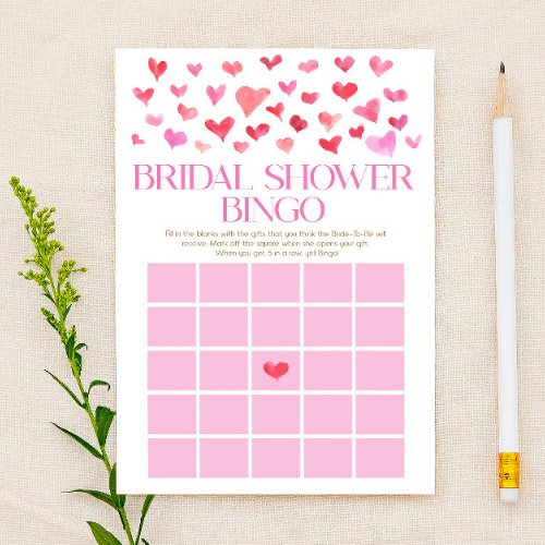 Red Pink Bridal Shower Bingo Bridal Shower Game Stationery