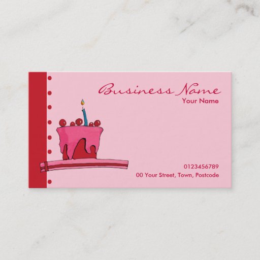 Customizable Red &amp; Pink Cake pink Business Card