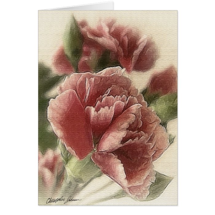 Red Pink Carnations 1 Rustic Card