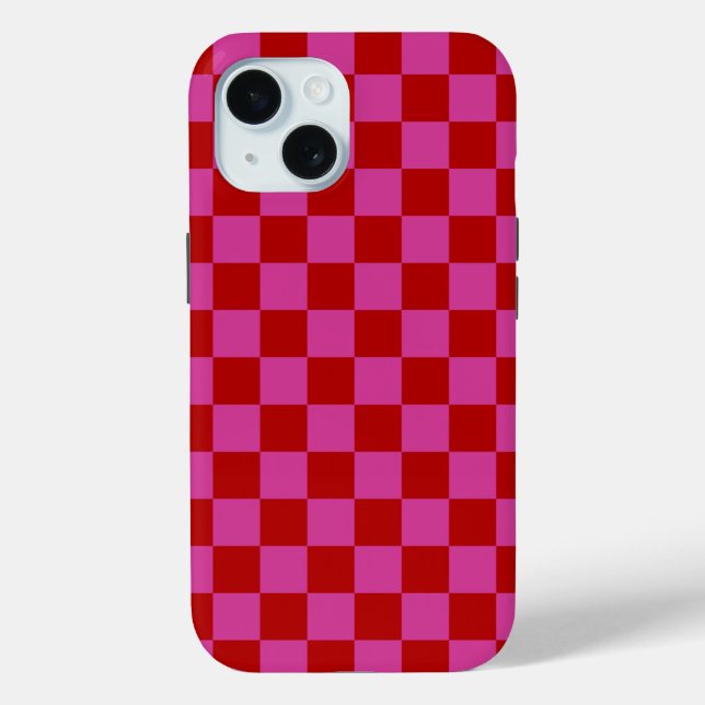 Red + Pink Check Checkered Checkerboard Pattern Case-Mate iPhone Case (Back)