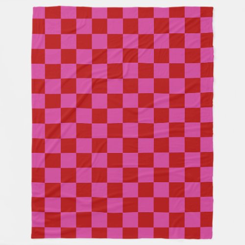 Red  Pink Check Checkered Checkerboard Pattern Fleece Blanket