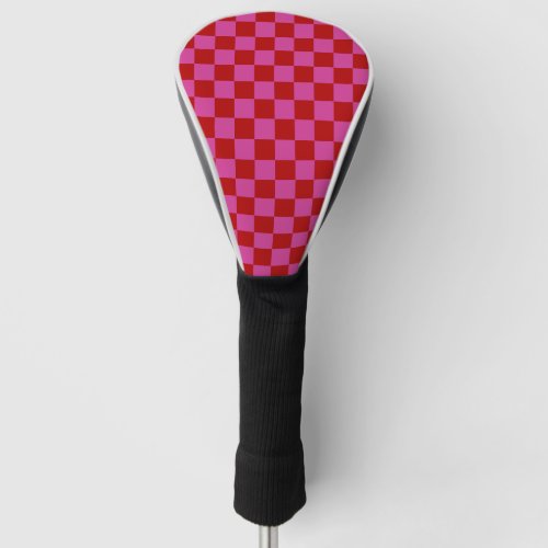 Red  Pink Check Checkered Checkerboard Pattern Golf Head Cover