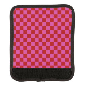 Red + Pink Check Checkered Checkerboard Pattern Luggage Handle Wrap