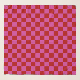 Red + Pink Check Checkered Checkerboard Pattern Scarf
