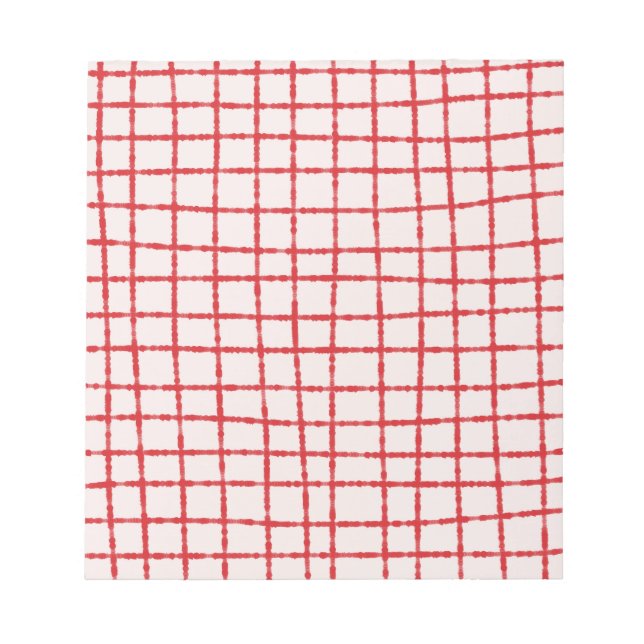Red Pink Check Pattern Stylish and Functional Notepad (Front)