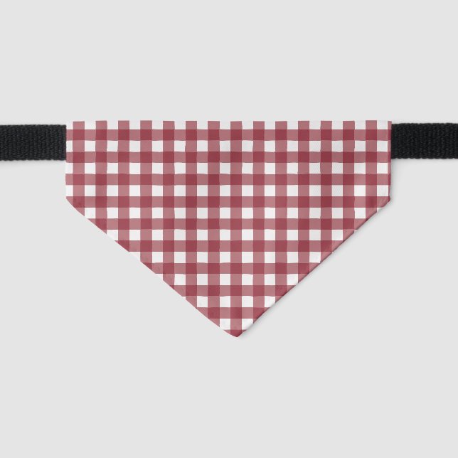 Red Pink Checkered Pet Bandana Collar (Front)