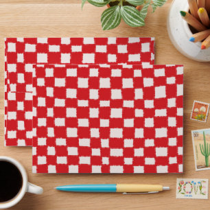 Red Pink Checkered Vibrant Checkerboard Pattern Envelope