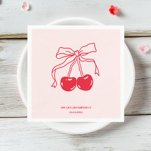 Red & Pink Cherry Birthday Party Napkins